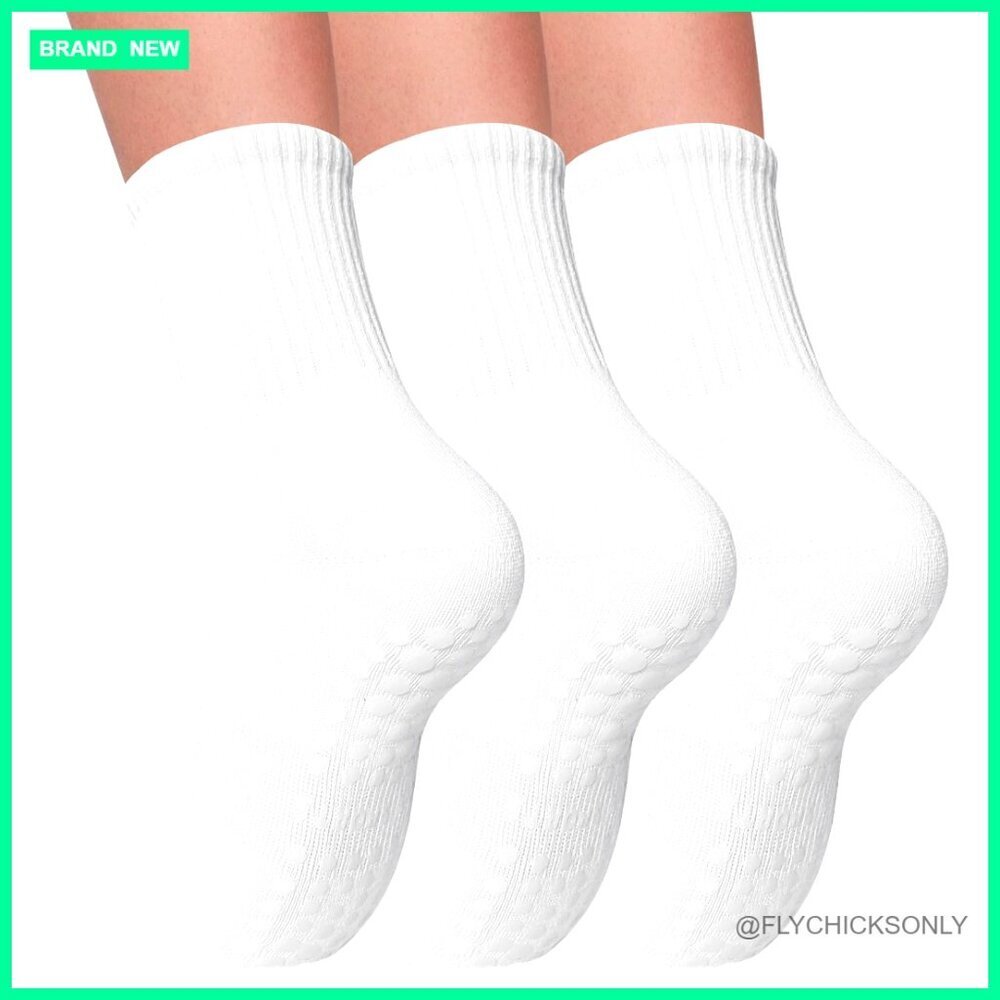 3 Pairs Non-Slip Grip Socks for Women Pilates Yoga Barre Workout